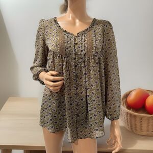 Marshmallow Crown exotic blouse brown/purple size small